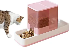 kathson Gravity Cat Food and Water Dispenser Automatic Dog Feeder Waterer 2 in 1 Auto Pet Food and Water Bowl Set Self Feeding for Puppy KittenPink