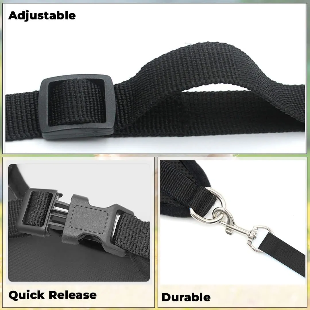 Kuber Industries Reflective Dog Harness With Adjustable Leash|Breathable Polyester Mesh Fabric With Top carry Handle|Large Size|HAT-818|Comfortable No-Pull Grip|Quick Release Buckles|Black (Pack Of 4)