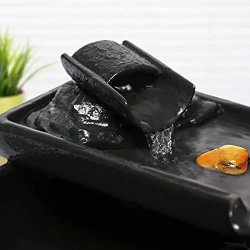 LOSA Ceramic Tabletop Fountain Office Home Meditation Calming Indoor Waterfall