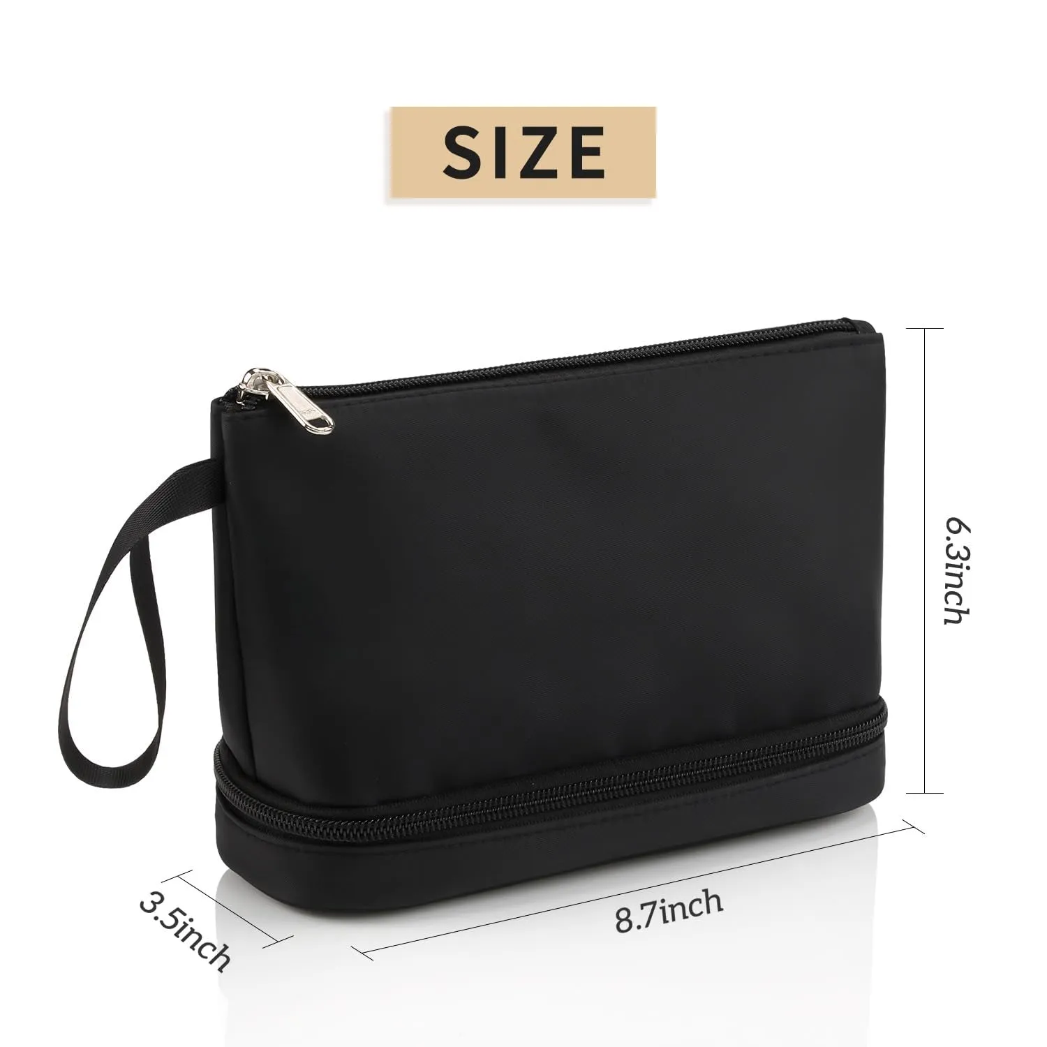 Makeup Bag for Purse, Small Travel Makeup Organizer Bag for Women Daily Double Layer Cosmetic Bag Portable Makeup Brush Bags