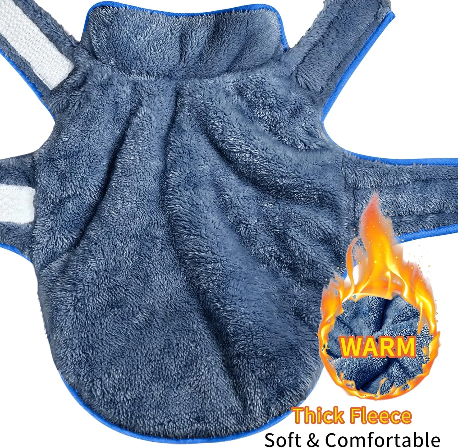 Malier Reversible Fleece Dog Coat, Windproof Warm Jacket for Dogs, Snow Vest - Blue, Small