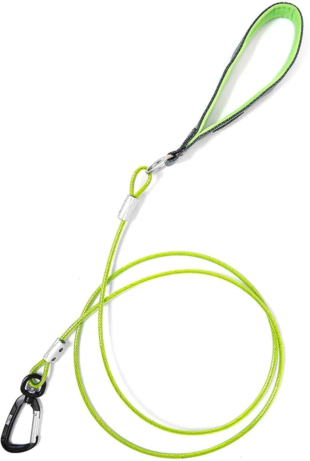 Mighty Paw Dog Leash - Anti Biting Pets Leashes - Chew Proof Metal Cable - Ideal for Large Dogs and Teething Puppies - Braided Cord with Padded Handle - Six Foot - Green