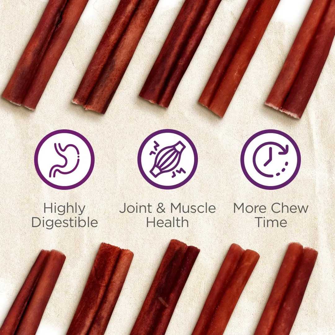 Natural Farm Odor-Free Super Collagen Dog Chews (6-Inch, 20-Pack) The First Ever Real Bull Sticks Alternative: 100% Natural Angus Hide Collagen Treats - More Protein, More Chew Time for All Dogs
