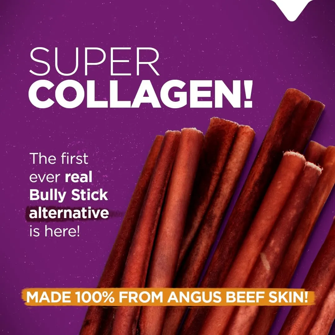 Natural Farm Odor-Free Super Collagen Dog Chews (6-Inch, 20-Pack) The First Ever Real Bull Sticks Alternative: 100% Natural Angus Hide Collagen Treats - More Protein, More Chew Time for All Dogs