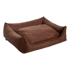 Orthopedic Sofa - Leatherlook/Teddy - Cognac