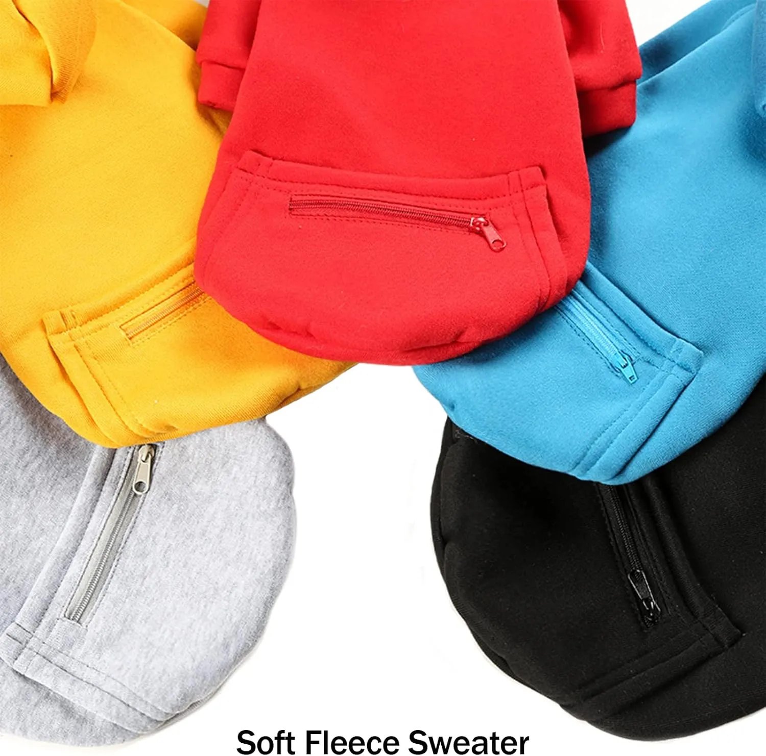 PETCARE Small Dog Sweater Hoodies Pet Blue Hooded Soft Fleece Sweatshirts with Pocket Fall Winter Puppy Cat Sweaters Warm Clothes for Small Dogs Shih Tzu Yorkies French Bulldog Outfits Costume