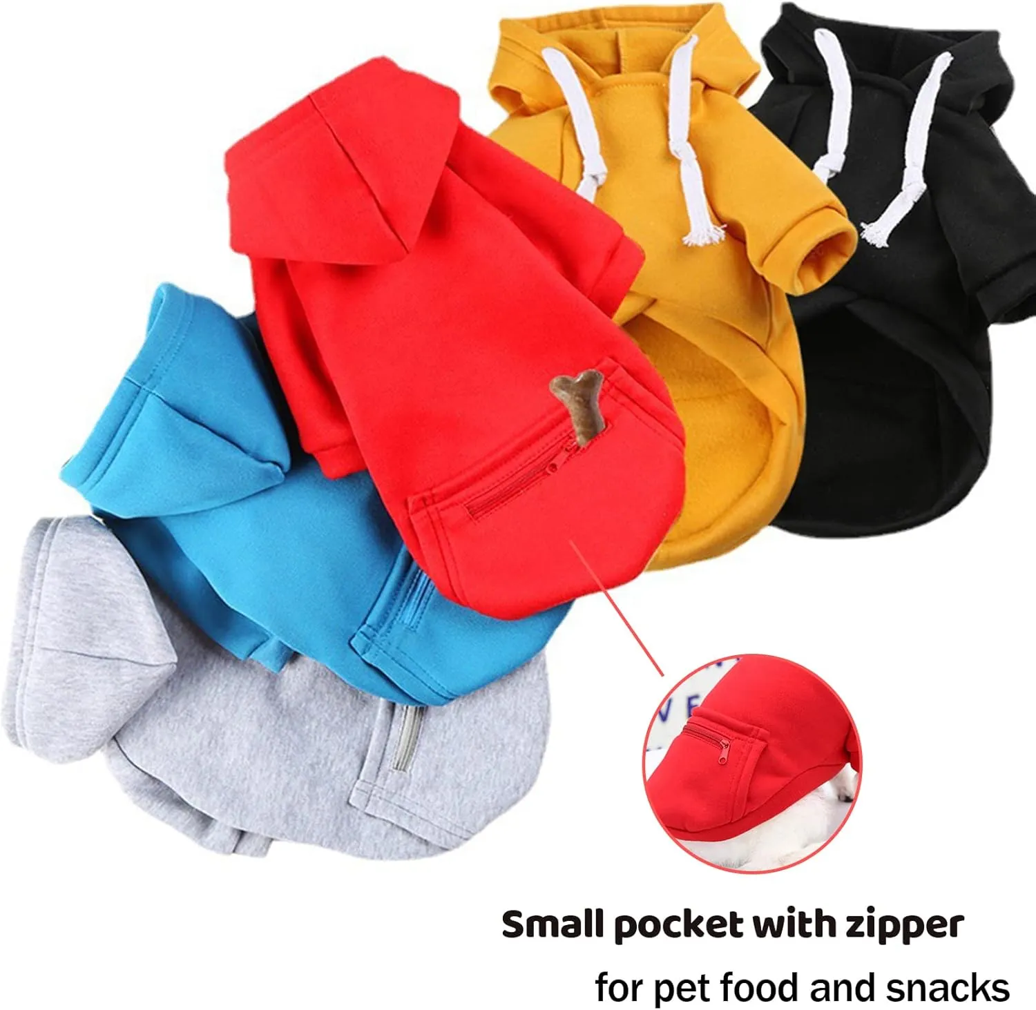 PETCARE Small Dog Sweater Hoodies Pet Blue Hooded Soft Fleece Sweatshirts with Pocket Fall Winter Puppy Cat Sweaters Warm Clothes for Small Dogs Shih Tzu Yorkies French Bulldog Outfits Costume