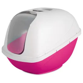 Petmate Basic Hooded Cat Litter Box Hot Pink Base/Pearl White Hood - Large