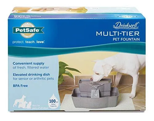 PetSafe Drinkwell Multi-Tier Dog and Cat Water Fountain, Automatic Drinking Fountain for Pets, 100 oz. Water Capacity