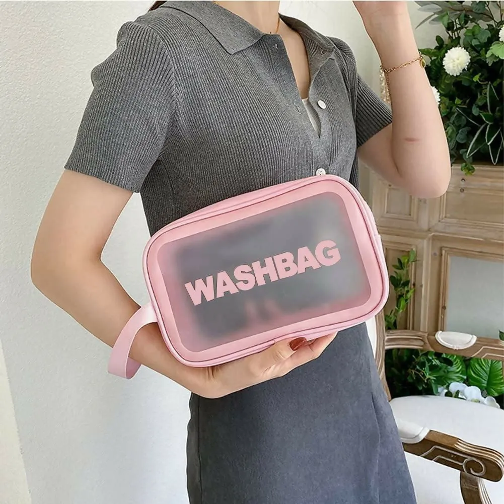 Portable Makeup Organizer Bag WASHBAG Pink Large