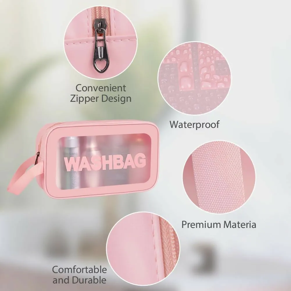 Portable Makeup Organizer Bag WASHBAG Pink Large