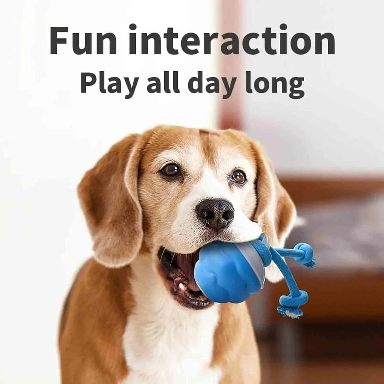Power Tail 2.0 Dog Toy - Smart Interactive Ball with 3 Sport Modes, Auto-Dodge, Teeth Cleaning Rope Tail, USB-C Rechargeable Motion Activate Rolling Ball, Durable ABS TPR for Medium & Small Dog (1Set)