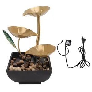 RAJA DHIRAJ Metal Tabletop Water Fountain,Home Decor Ornaments With Waterfall Desktop Leaf Fountains,Deep Basin&Natural River Rocks. Indoor Zen Relaxation For Office,Living Room,Bedroom Decor For Gift