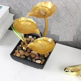 RAJA DHIRAJ Metal Tabletop Water Fountain,Home Decor Ornaments With Waterfall Desktop Leaf Fountains,Deep Basin&Natural River Rocks. Indoor Zen Relaxation For Office,Living Room,Bedroom Decor For Gift