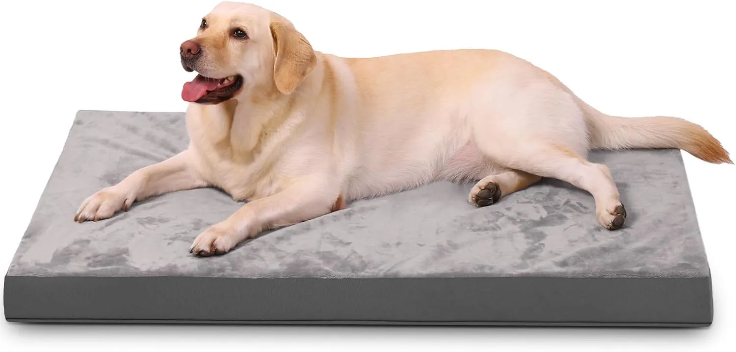 Reversible Dog Bed for Large Medium Dogs,Orthopedic Dog Crate Bed.Washable Plush Pet Bed with Removable Cover(35.0" L x 22.0" W x 3.0" Th)