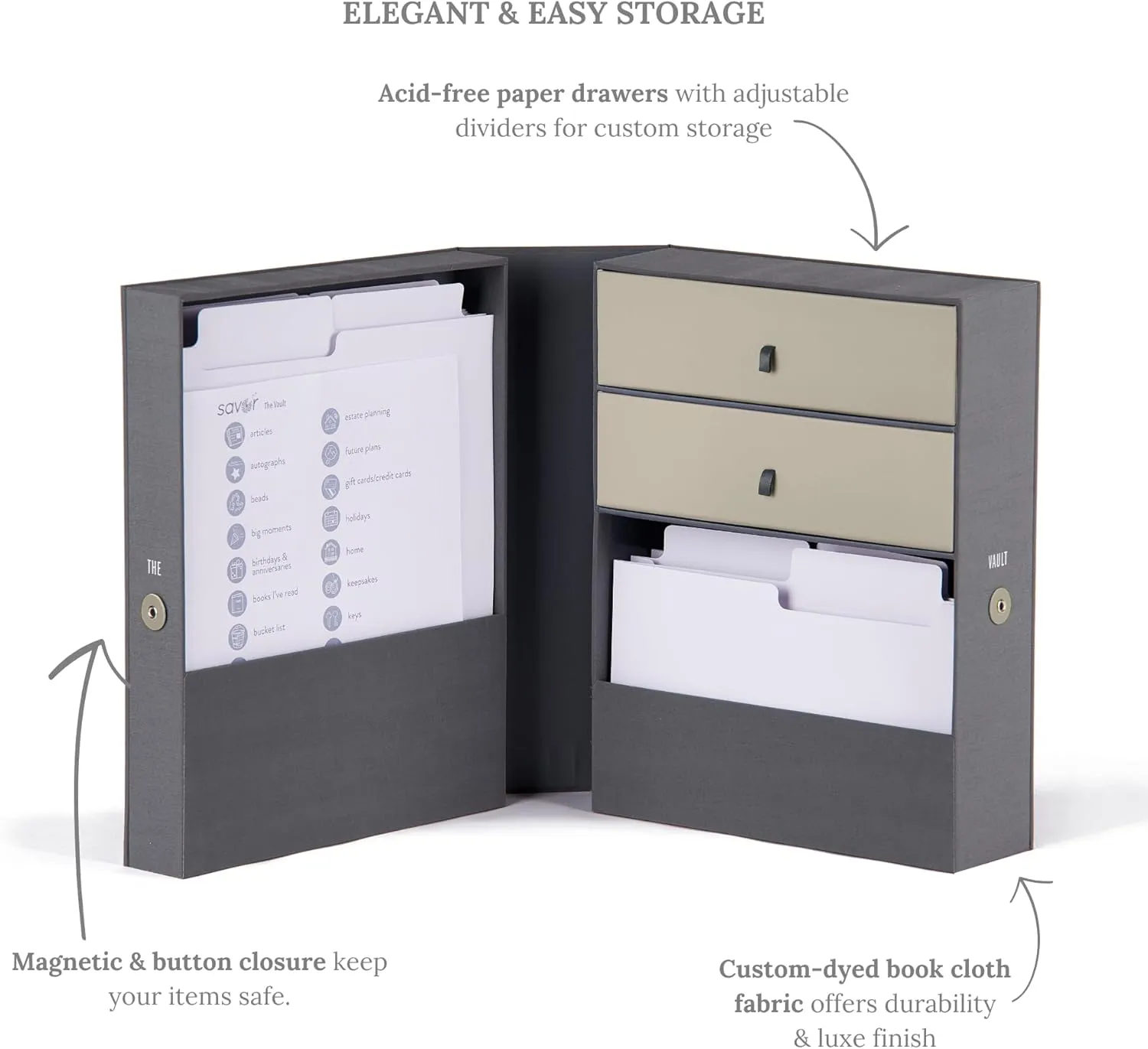 Savor | All-in-One Desk Organizer | Slate Gray  Keep Desk, Office, and Home Organized All-In-One Storage System for Important Files, Documents, Stationery, and Office Supplies