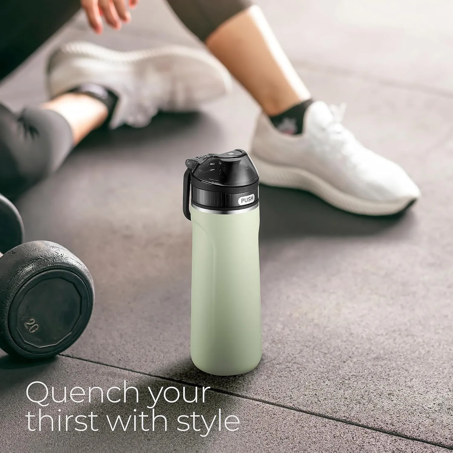 SipX Triple-Insulated Stainless Steel Water Bottle - 18oz. With Straw Lid, BPA-Free Reusable Insulated Water Bottle Keeps Cold For 12 Hours, (Green)