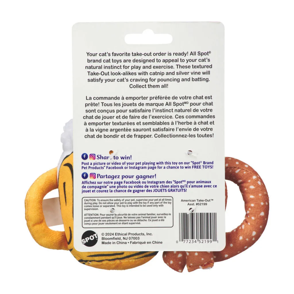 Spot American Take-Out Plush Cat Toy, 2-pack