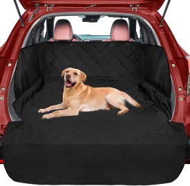 SUV Cargo Liner for Dog, Water-Resistant Dog Cargo Liner with Side Flaps Protector, Non-Slip Trunk Cover with Bumper Flap for SUVs Sedans Vans, Universal Fit Large Size, Black