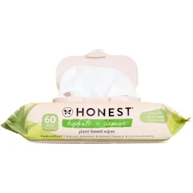 The Honest Company Hydrate   Cleanse Naturally Scented Wipes | Cleansing Multi-Tasking Wipes | 99% Water, Plant Based, Hypoallergenic | Aloe   Cucumber, 60 Count