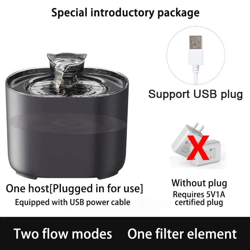 USB Electric Cat Water Fountain with Cat Ear Design and Quiet Pump