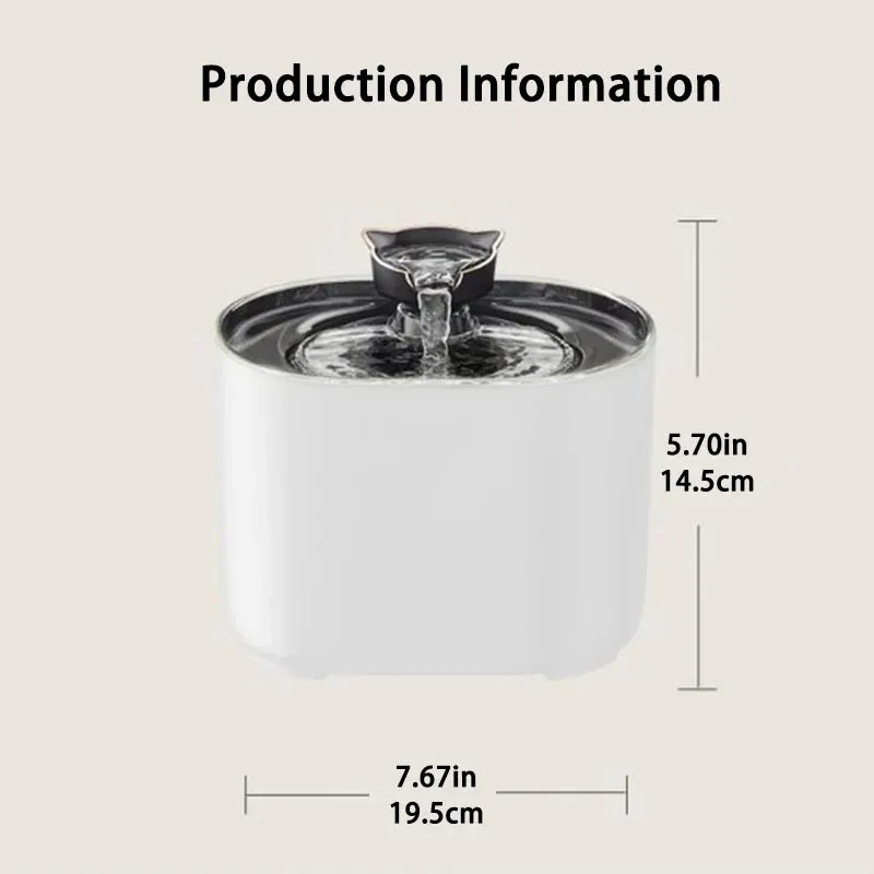 USB Electric Cat Water Fountain with Cat Ear Design and Quiet Pump