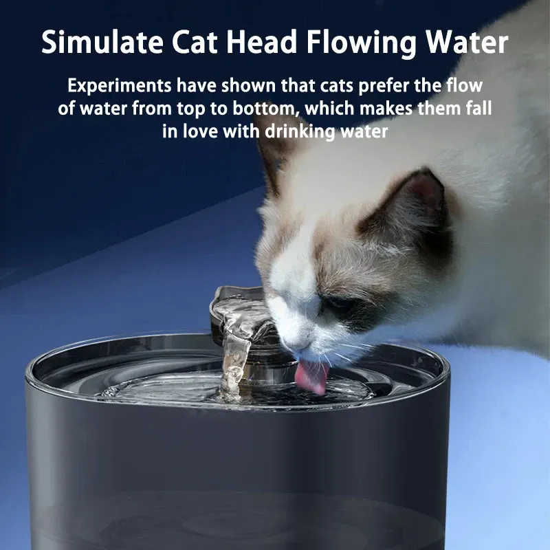 USB Electric Cat Water Fountain with Cat Ear Design and Quiet Pump