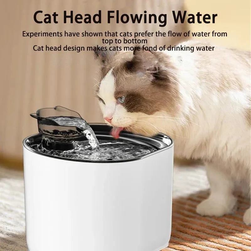 USB Electric Cat Water Fountain with Cat Ear Design and Quiet Pump