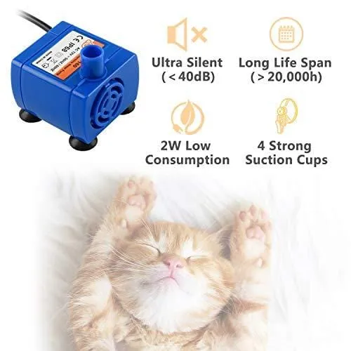 Veken Pet Fountain, 84oz/2.5L Automatic Cat Water Fountain Dog Water Dispenser with 3 Replacement Filters & 1 Silicone Mat for Cats, Dogs, Multiple Pets, Grey