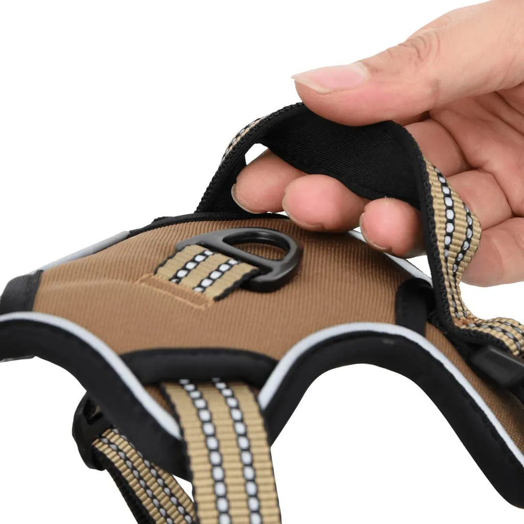 vidaXL Dog Harness with Reflective Stripes Adjustable Brown M