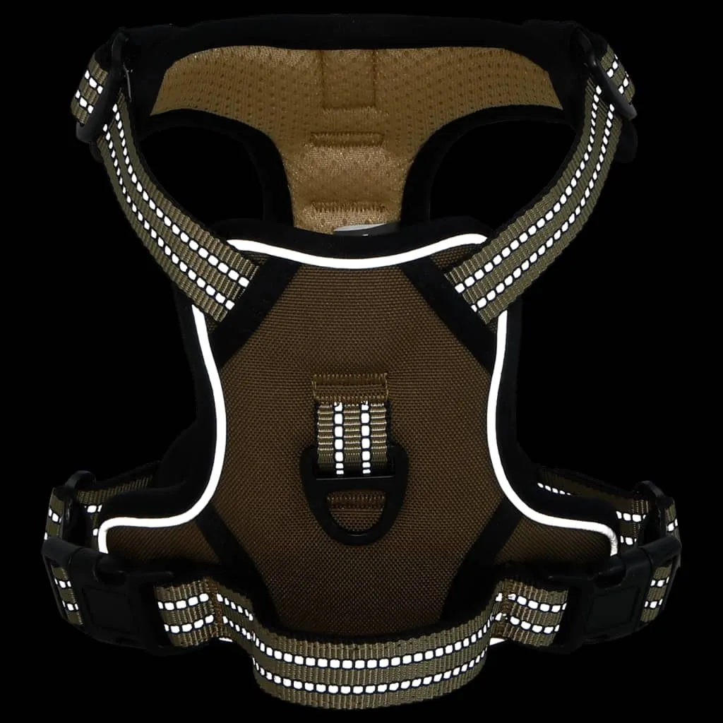 vidaXL Dog Harness with Reflective Stripes Adjustable Brown M