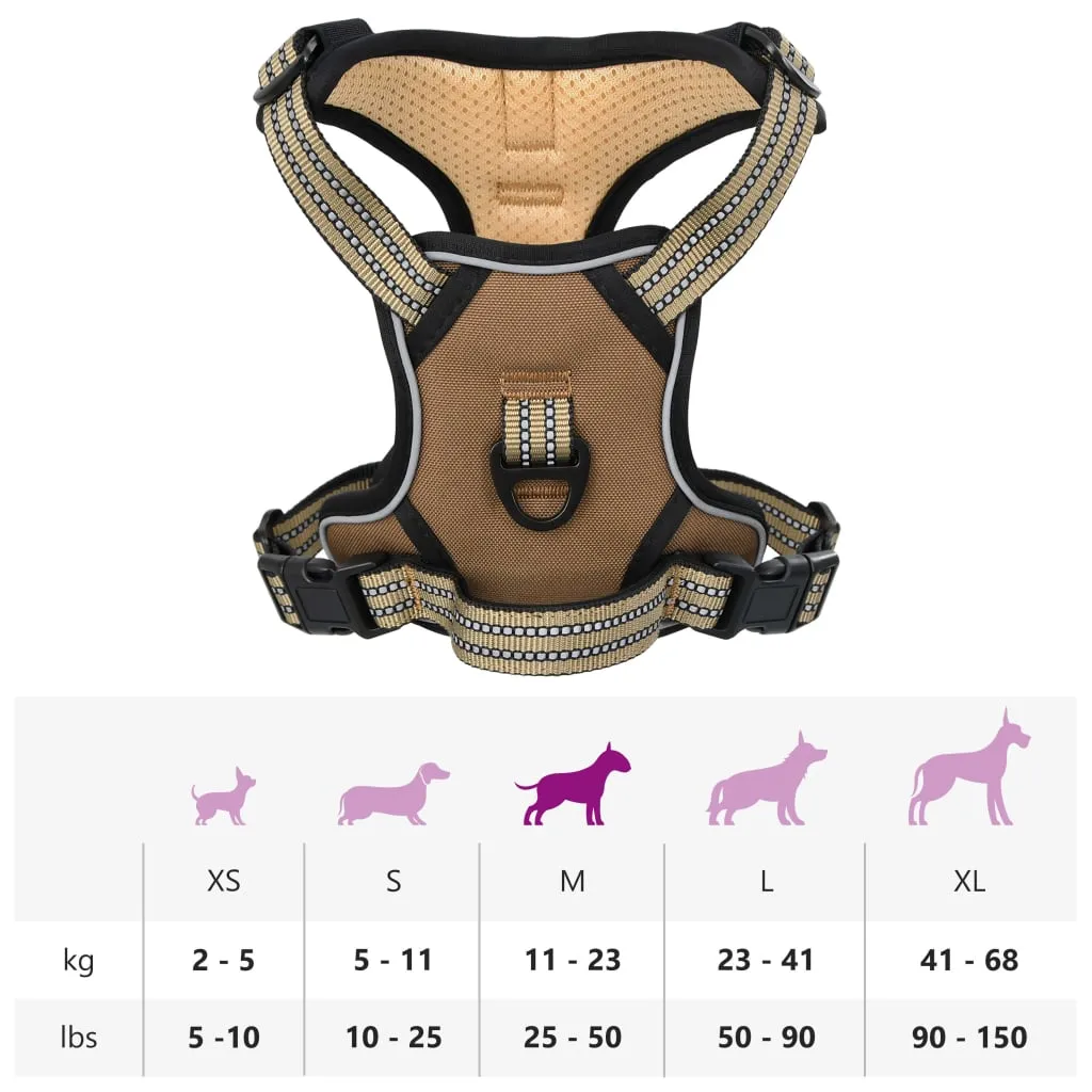 vidaXL Dog Harness with Reflective Stripes Adjustable Brown M