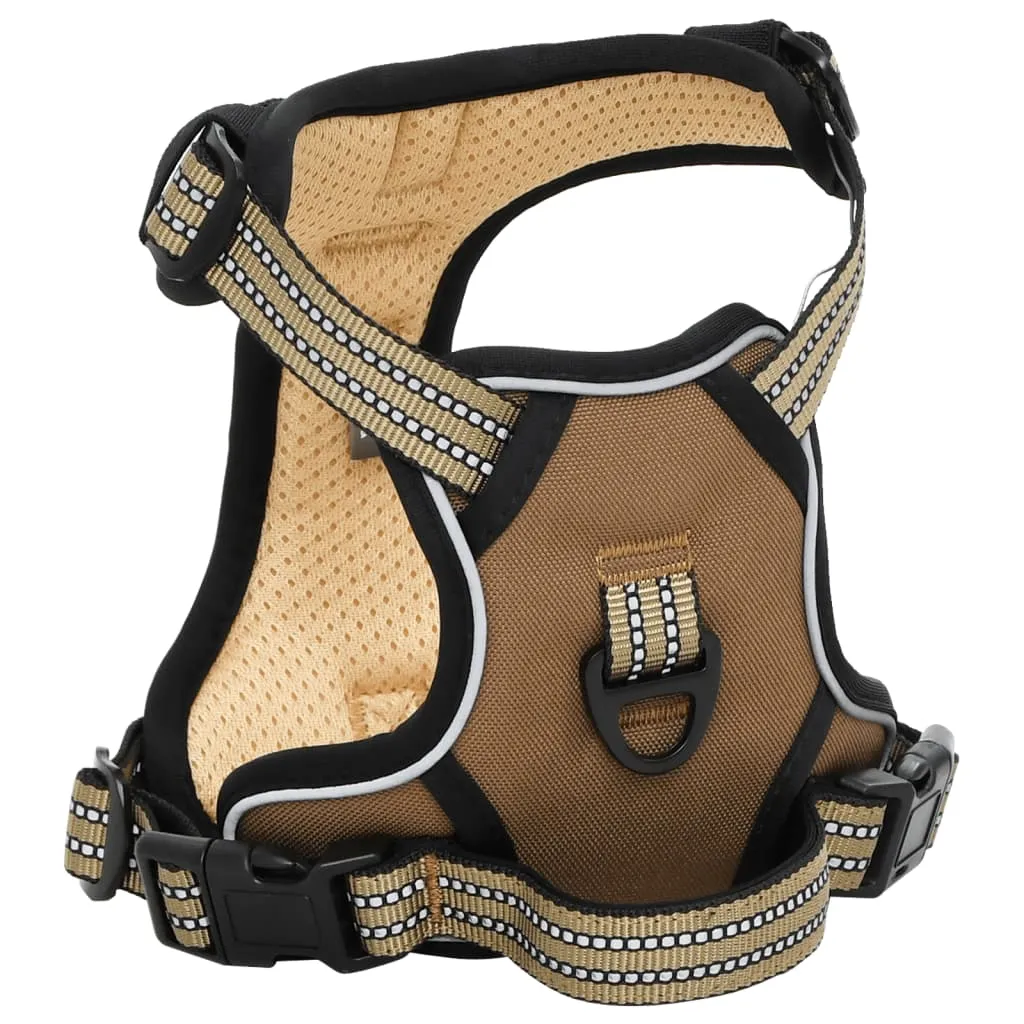 vidaXL Dog Harness with Reflective Stripes Adjustable Brown M