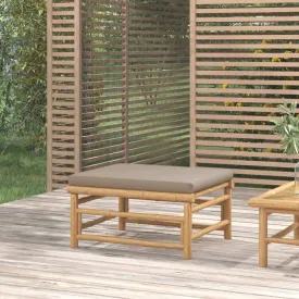 vidaXL Patio Footstool with Taupe Cushion Bamboo - Durable and Comfortable