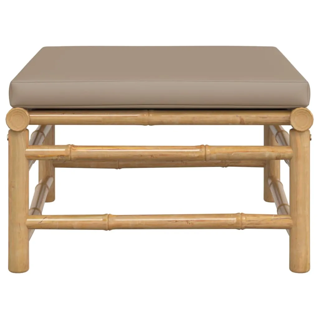vidaXL Patio Footstool with Taupe Cushion Bamboo - Durable and Comfortable