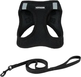 Voyager Step-in Air Cat Leash Harness Set - All Weather Mesh, Step in Vest Harness for Small and Large Cats by Best Pet Supplies - Black, XXS (Chest 12-13.5")